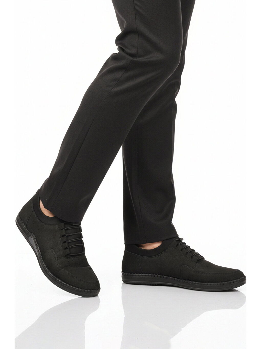 Siyah Nubuk Hakiki Deri Jel Taban Anatomik Erkek Casual Ayakkabı 418 M