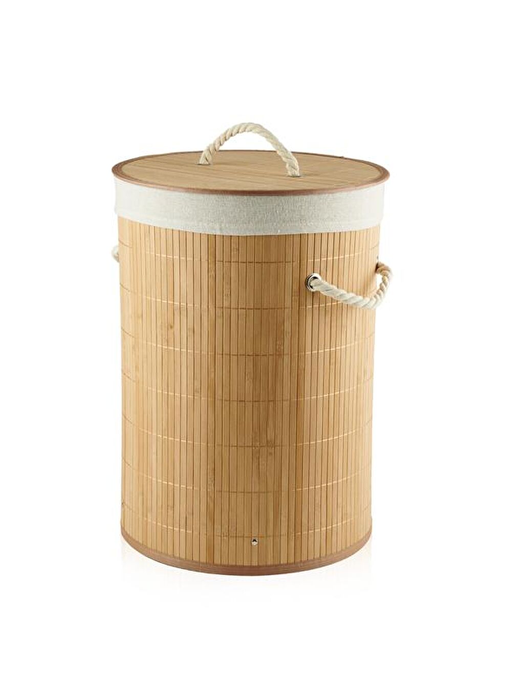 Bej Bambu Çamaşır Sepeti - 48 Litre-4