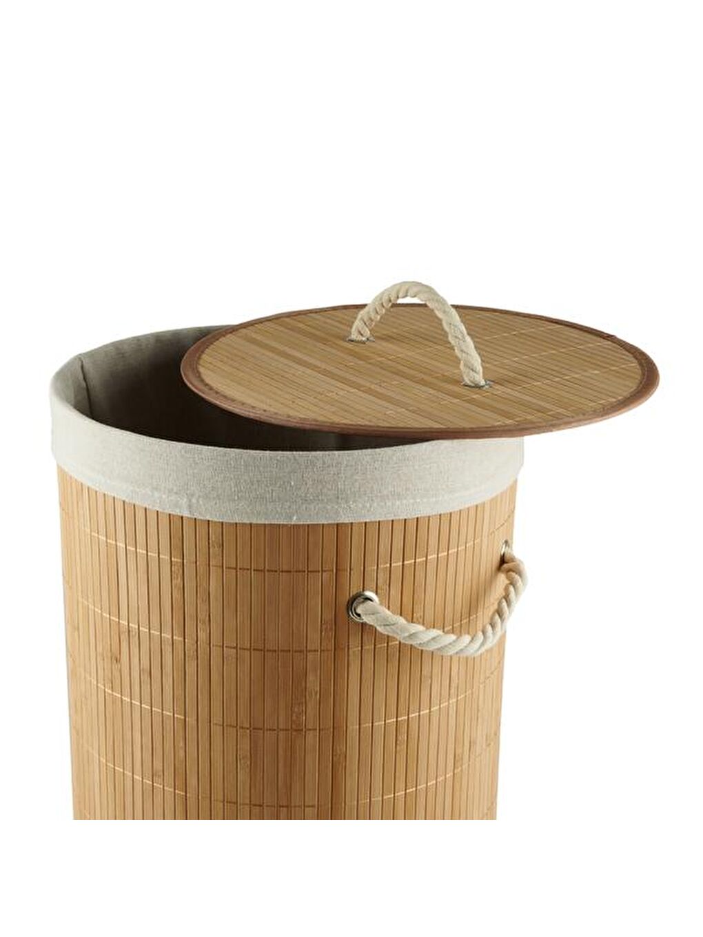 Bej Bambu Çamaşır Sepeti - 48 Litre-5