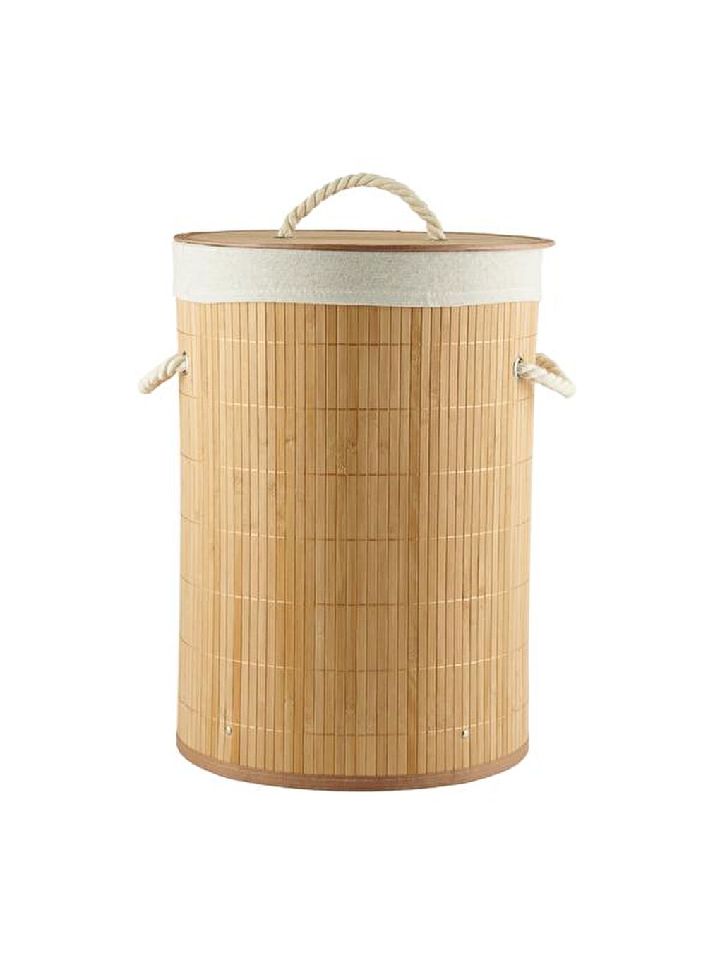 Bej Bambu Çamaşır Sepeti - 48 Litre-6