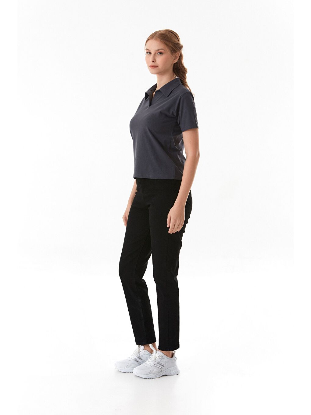 Antrasit Basic Polo Yaka Tişört-1