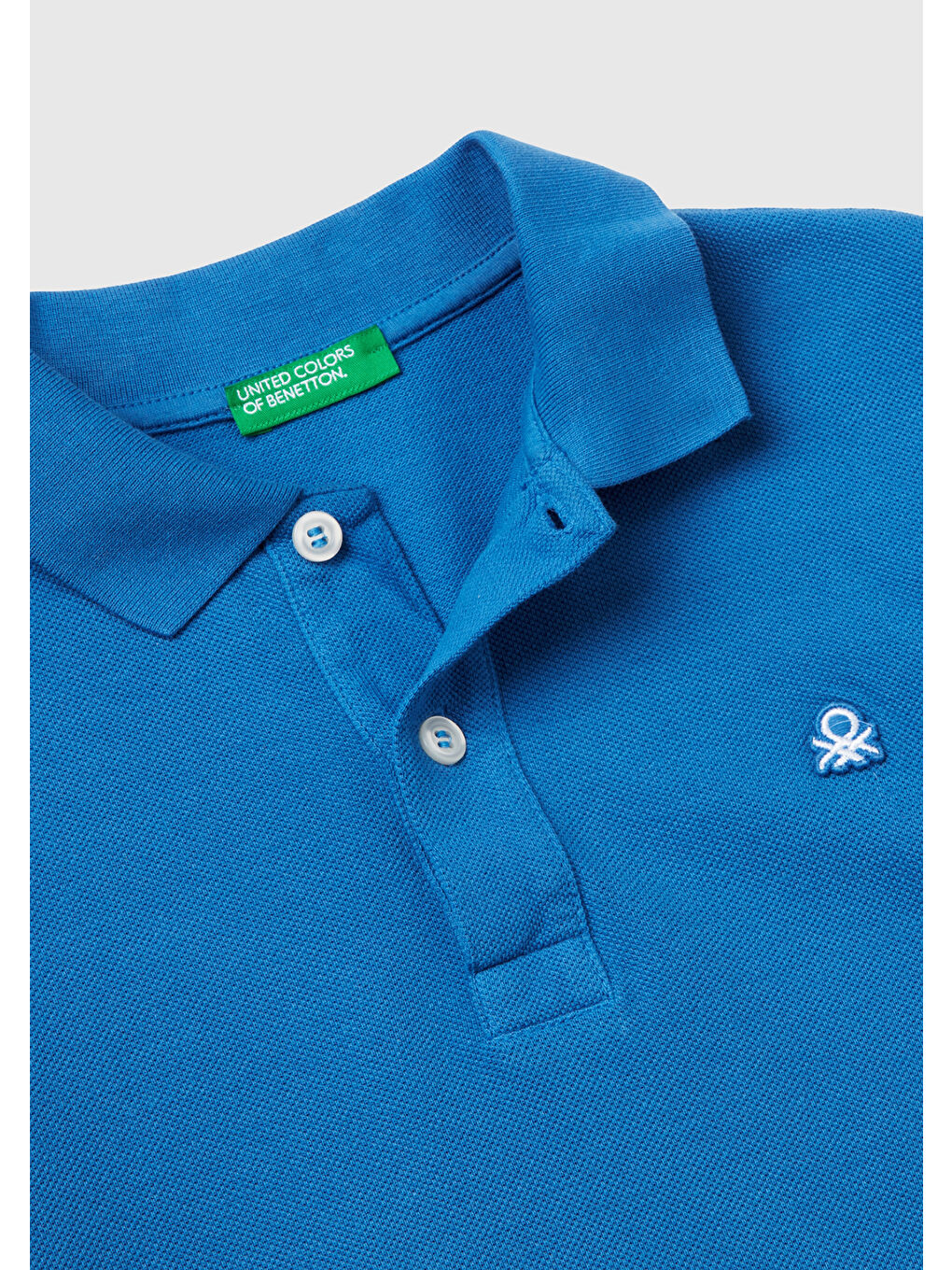 United Colors Of Benetton Erkek Çocuk Saks Mavi Logolu Pike Polo T-Shirt - 1