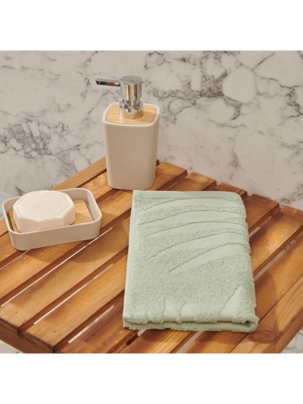 Botanical Yüz Havlusu - Yeşil - 50x80 cm