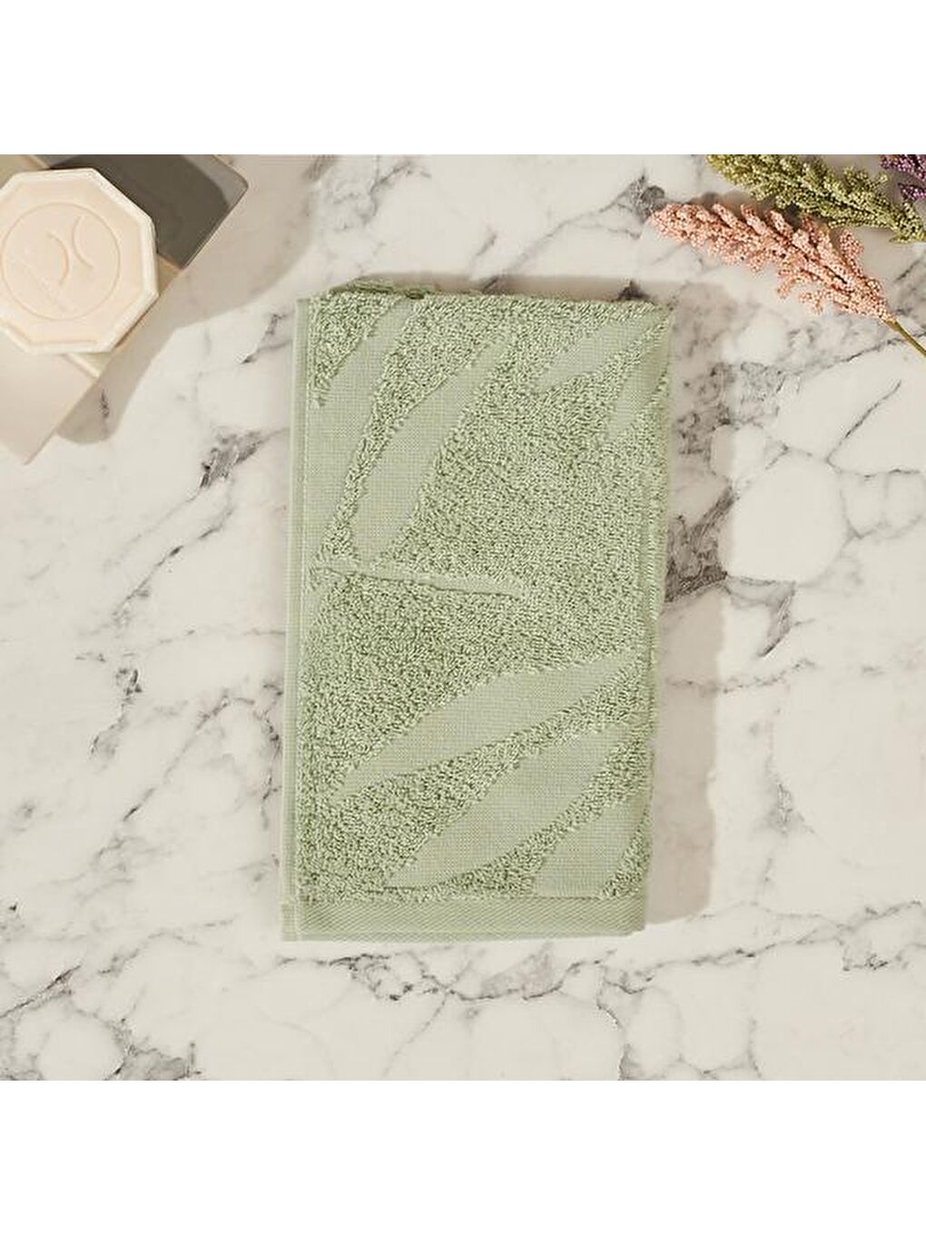 Botanical Yüz Havlusu - Yeşil - 50x80 cm-2