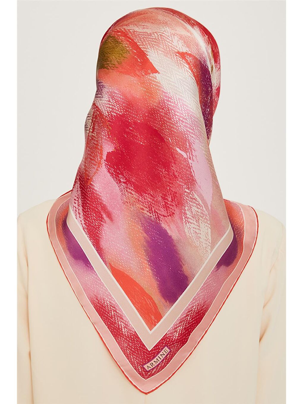 Karışık Soyut Desenli Twill Saf İpek Eşarp 9240D 01-3