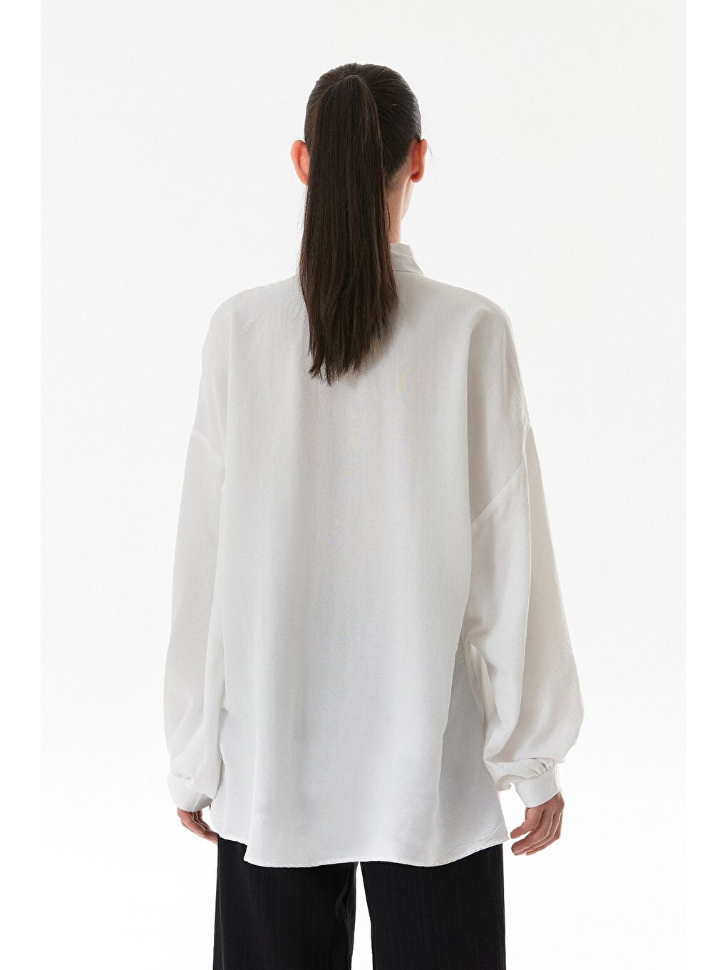 Beyaz Fullamodest Oversize Balon Kol Gömlek-4