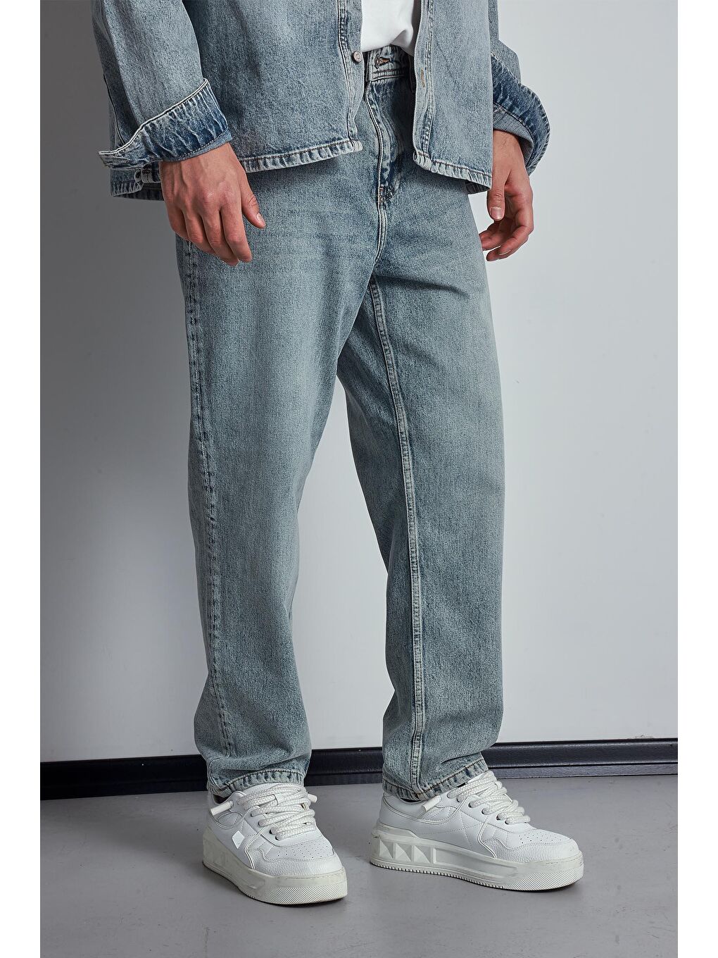 Erkek Baggy Fit Jean Açık Mavi-2