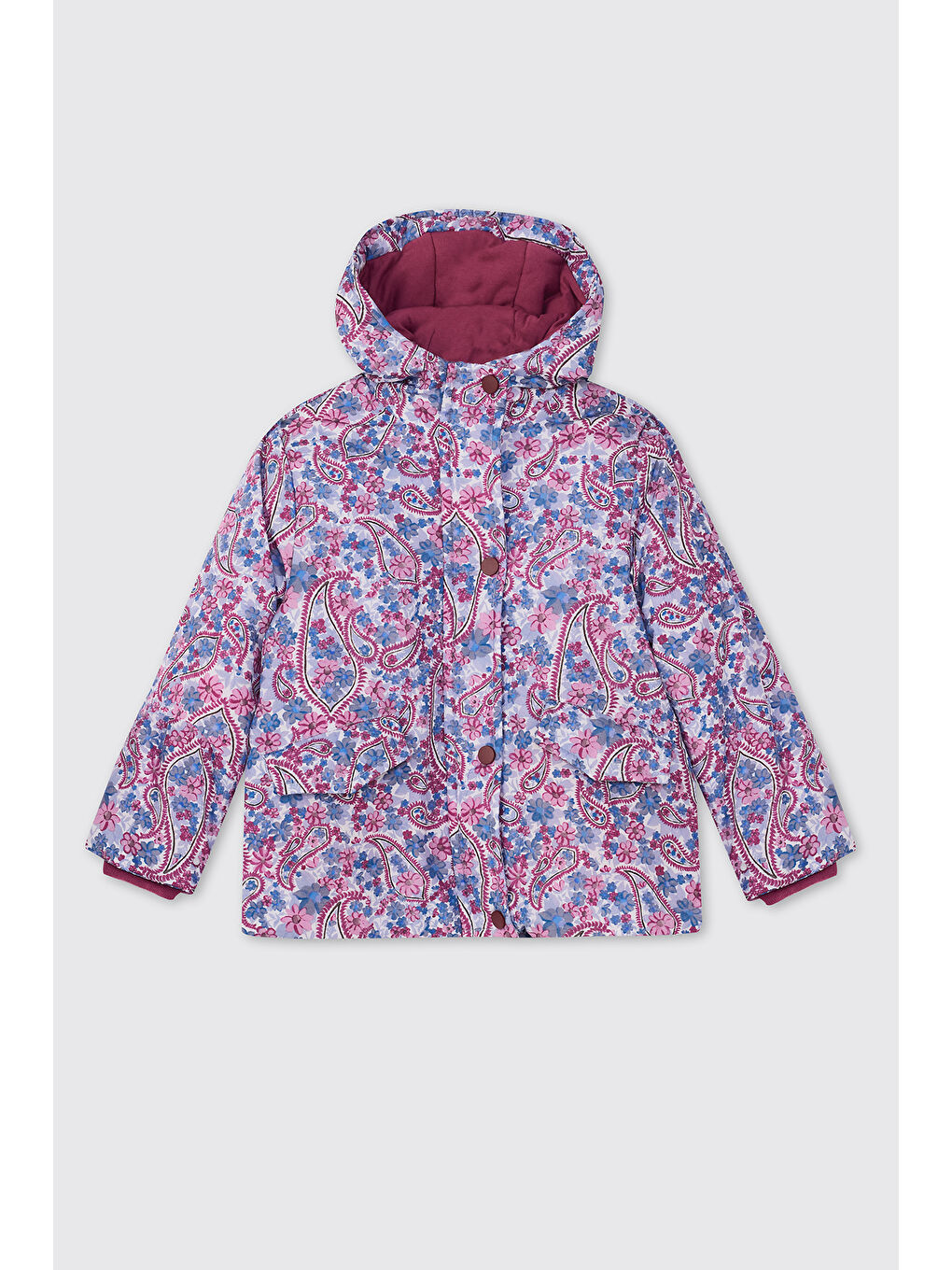 Kız Çocuk Desenli Mont Mürdüm