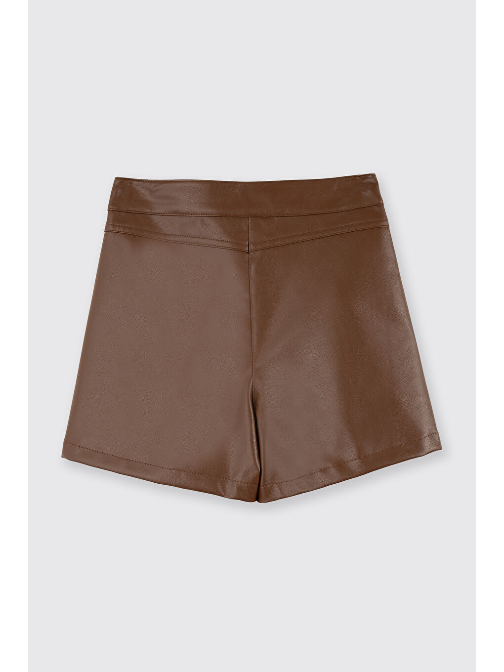 Kahverengi Kız Çocuk Deri Şort Camel-1