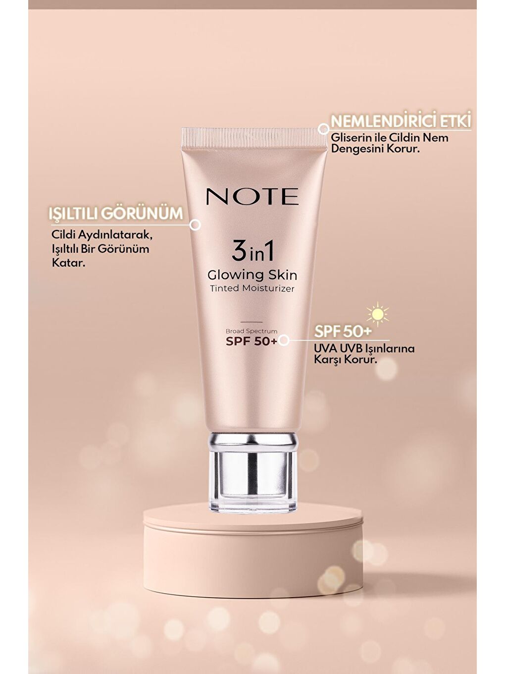 Note Cosmetique Ten Rengi Skin Tinted Moisturizer 50 SPF+ Işıltılı Aydınlatıcı Krem - 1