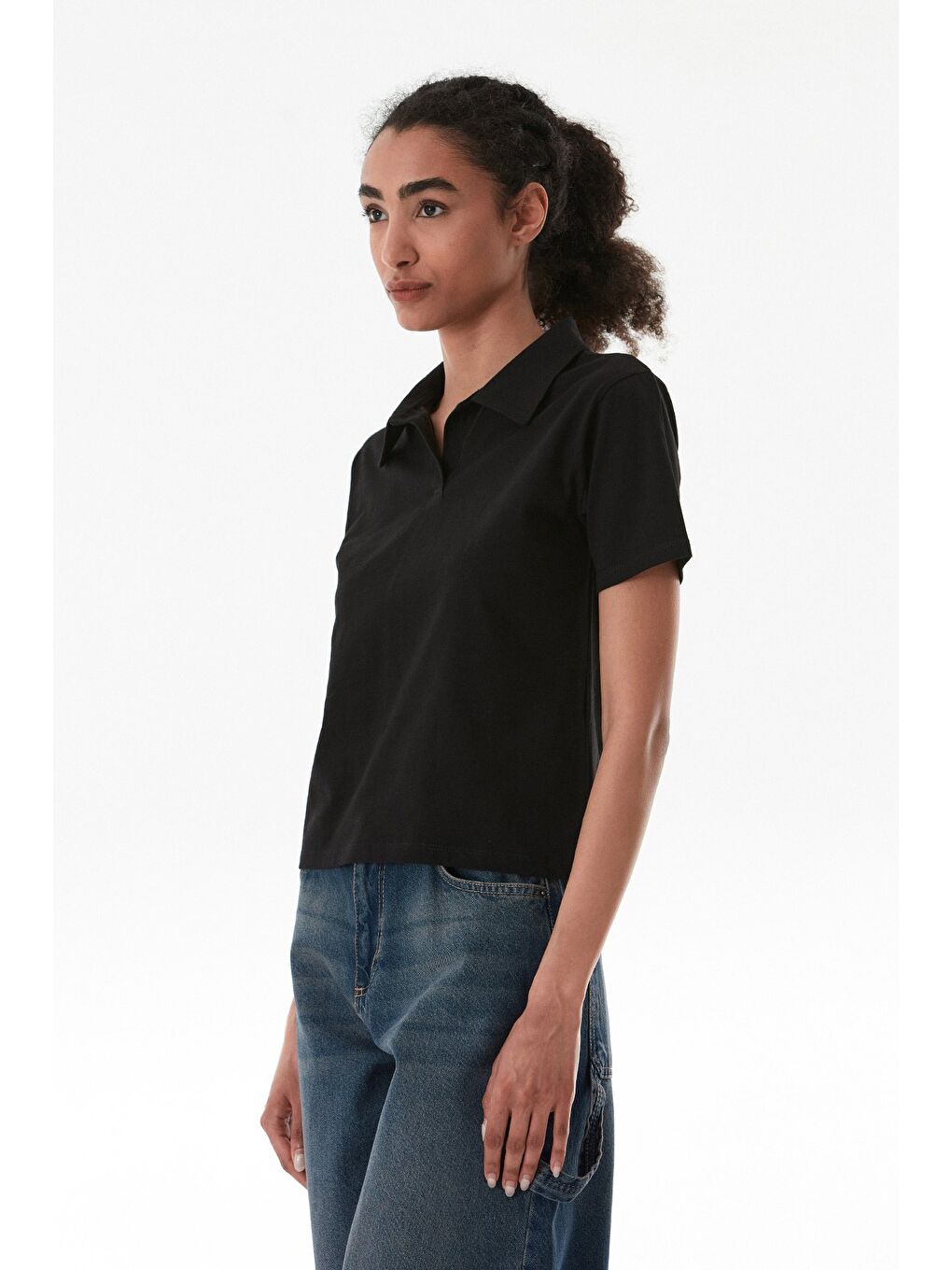 Siyah Basic Polo Yaka Tişört-2