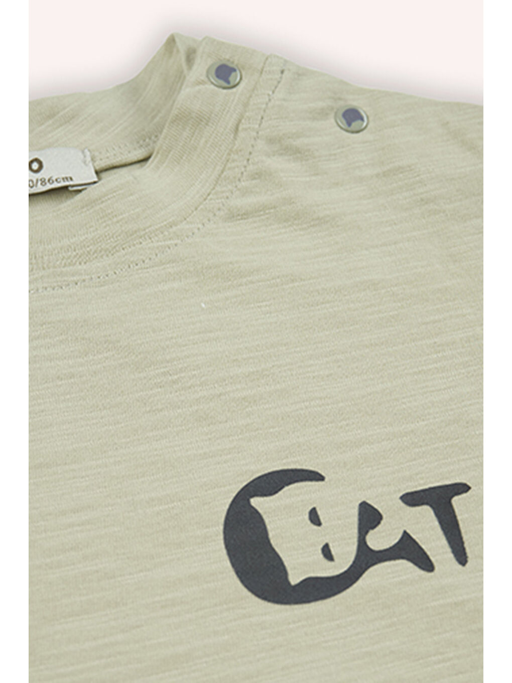 Erkek Bebek Baskı Detaylı Açık Haki Tişört-2