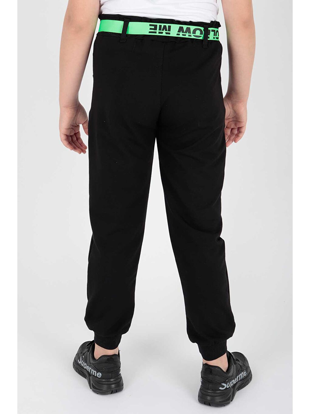 Siyah Kids Kız Çantalı Eşofman Altı Cepli Bağcıklı Lastikli Dar Paça Pamuklu Eşofman Altı Ak722547-5