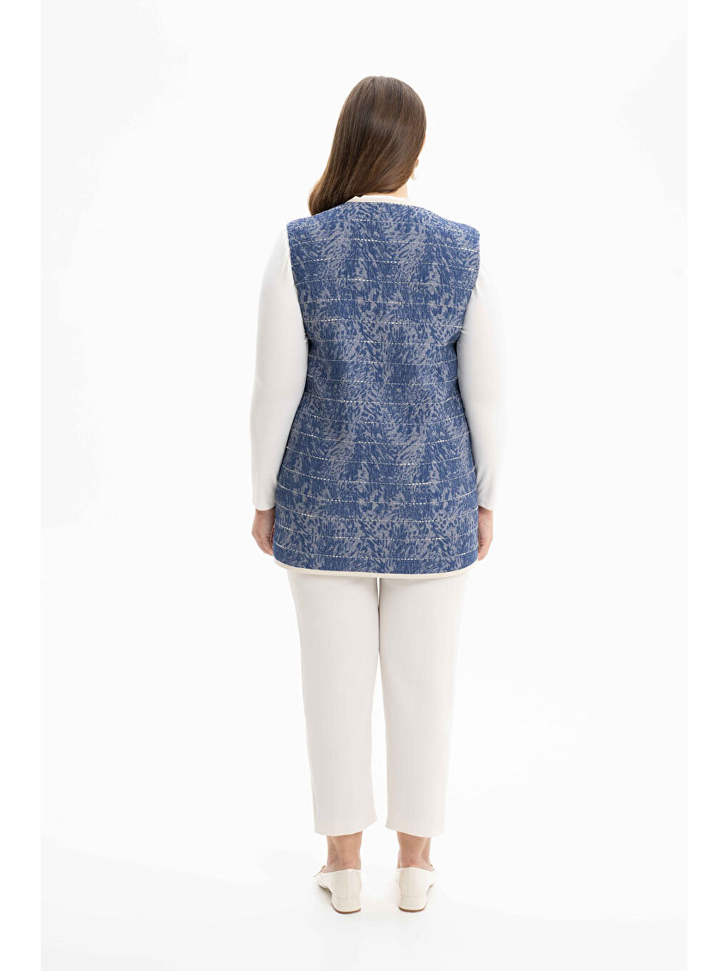 Mavi Grogren Detaylı Yelek-2