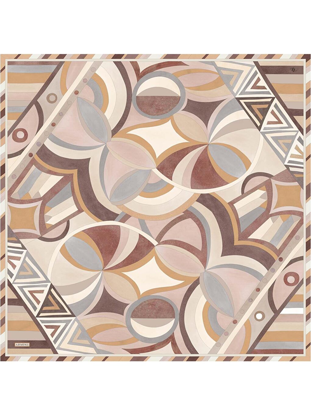 Kahverengi Çiçek Desenli Saf İpek Sura Eşarp 9336 36