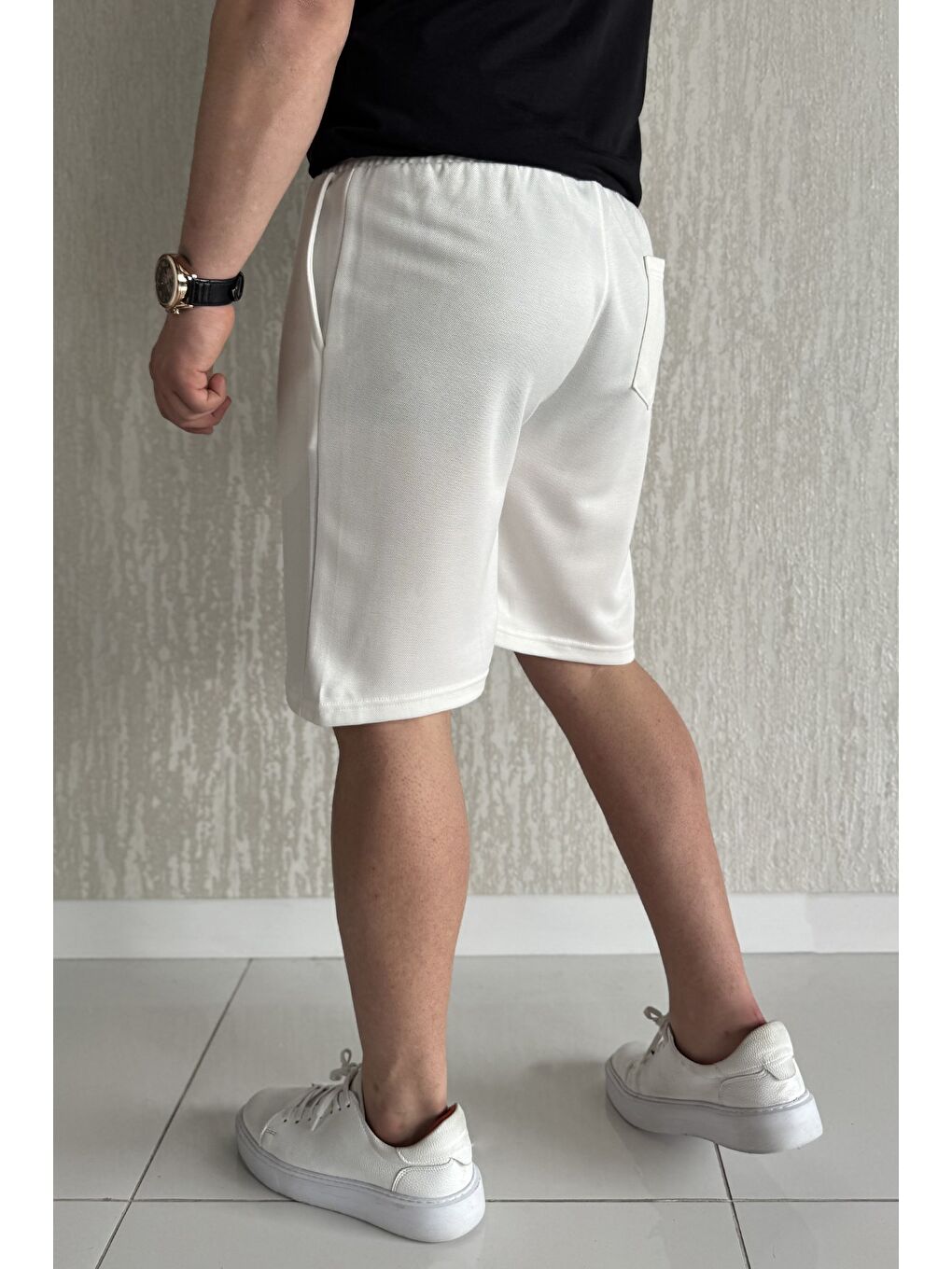 Ekru Çimalı Erkek Şort-2