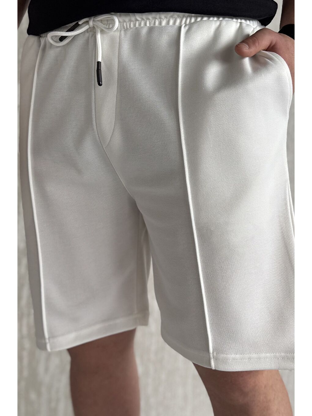 Ekru Çimalı Erkek Şort-3