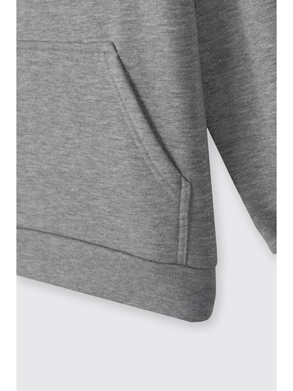 Kız Çocuk Simli Kapüşonlu Sweatshirt Gri-5