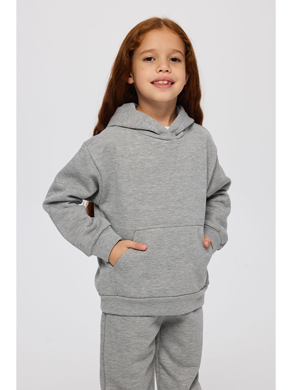 Kız Çocuk Simli Kapüşonlu Sweatshirt Gri-4