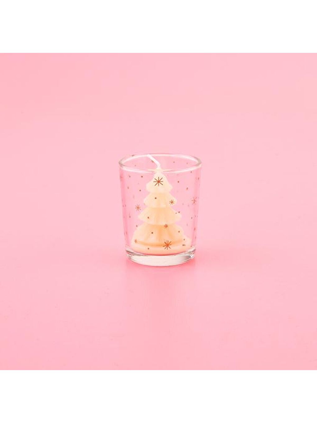 Çam Ağacı Desenli Mumluk - Sarı -5,5x5,5x6,5 cm-1