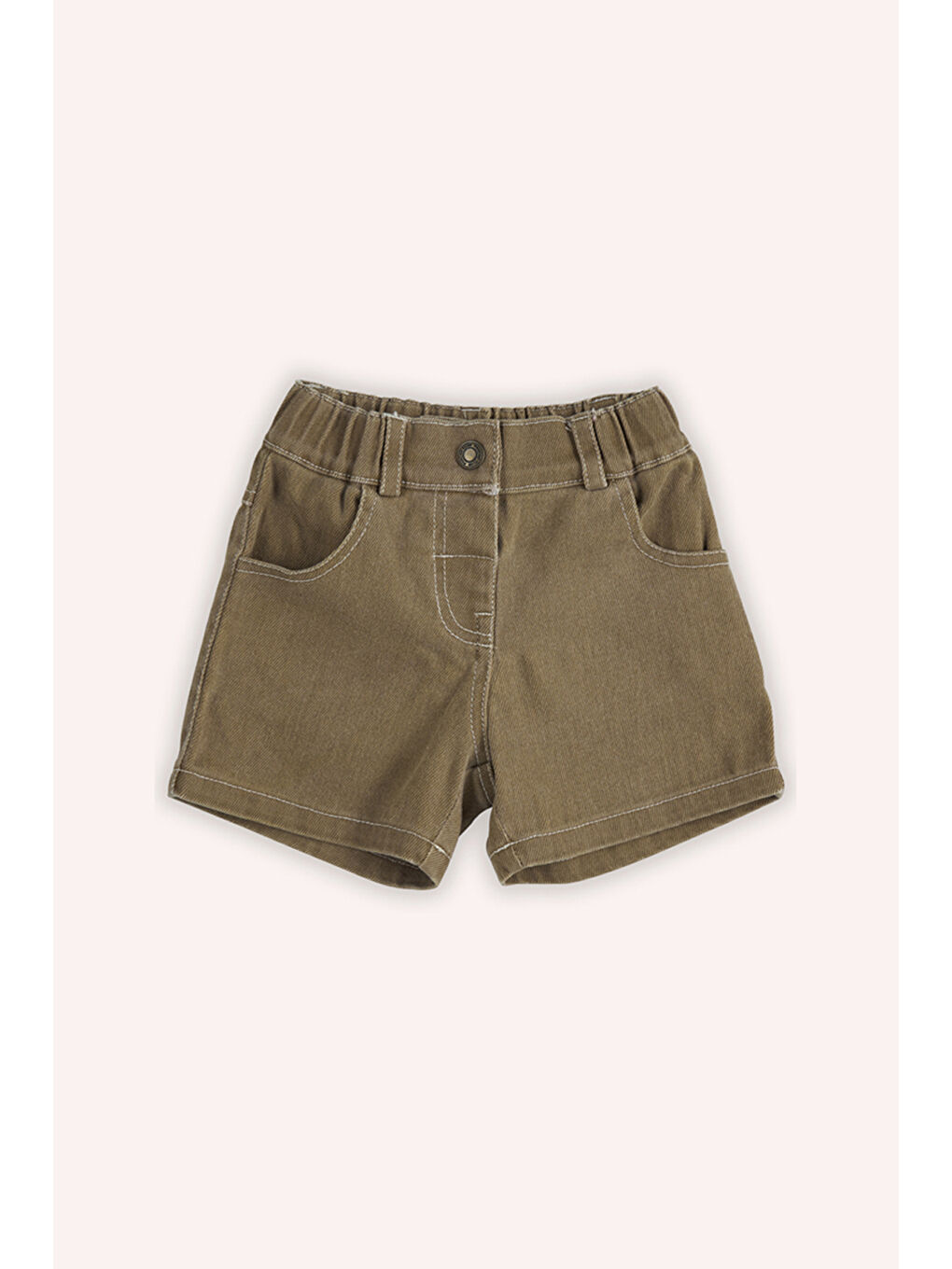 Kahverengi Kız Bebek Beli Lastikli Camel Jean Şort