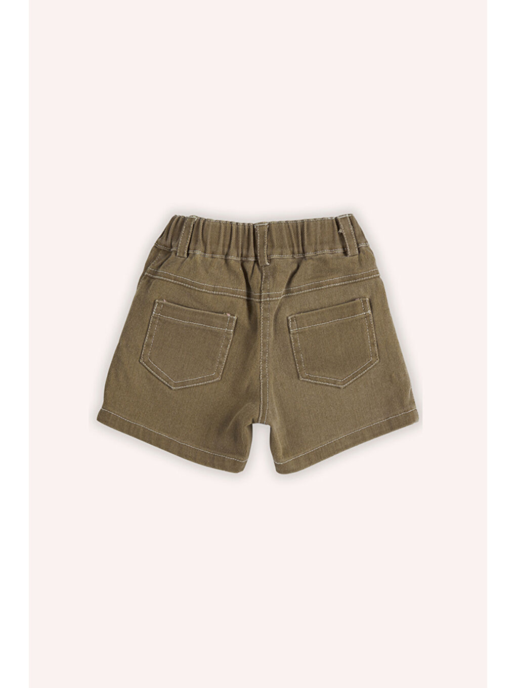 Kahverengi Kız Bebek Beli Lastikli Camel Jean Şort-1