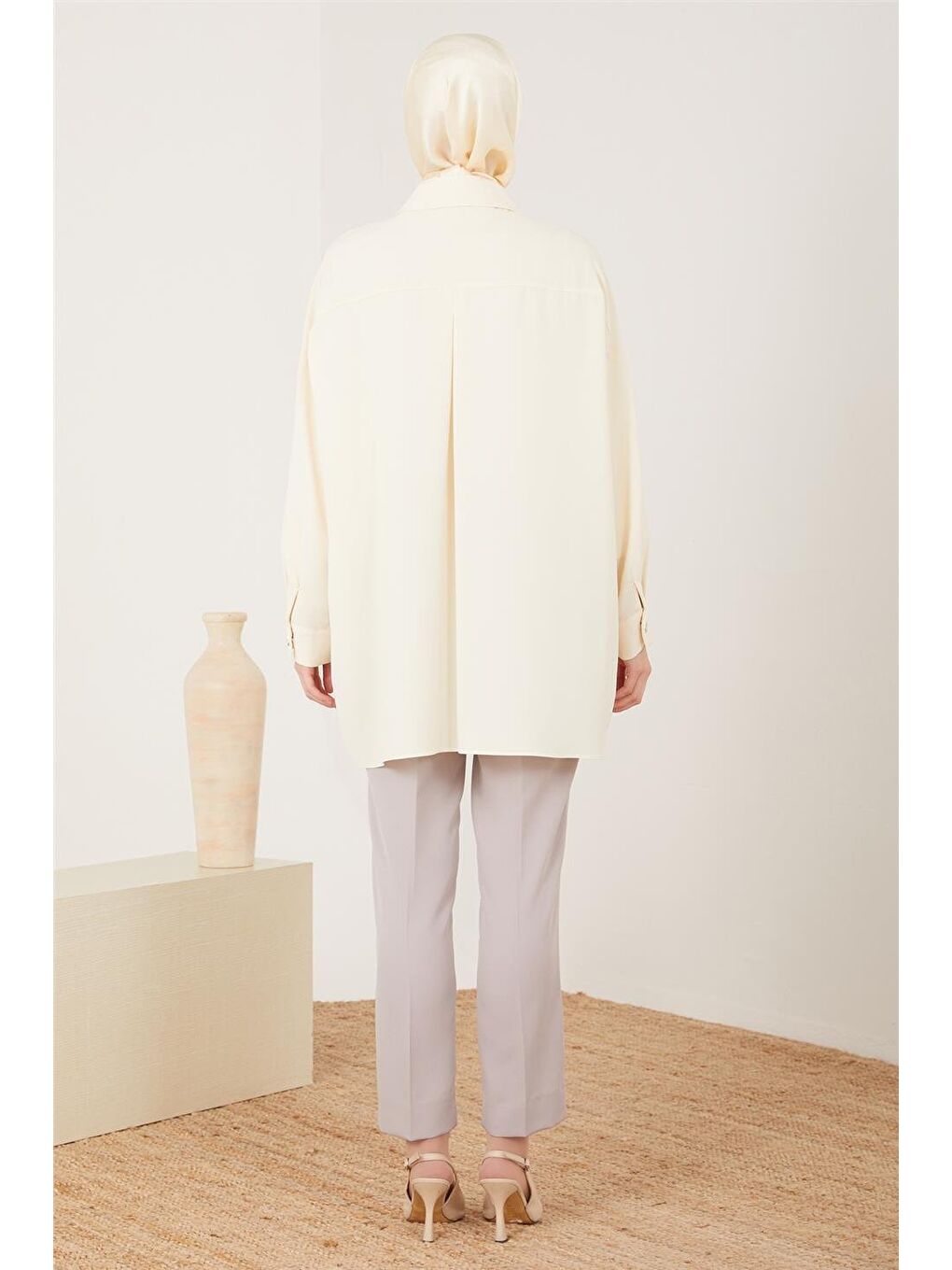 Bej Önü Metal Düğmeli Gömlek 23Y3000 Aytaşı-5