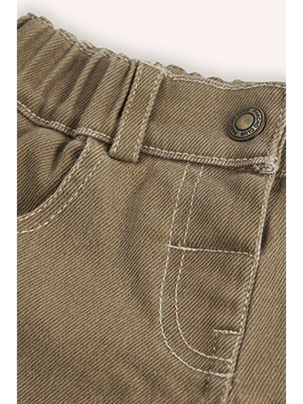 Kahverengi Kız Bebek Beli Lastikli Camel Jean Şort-2