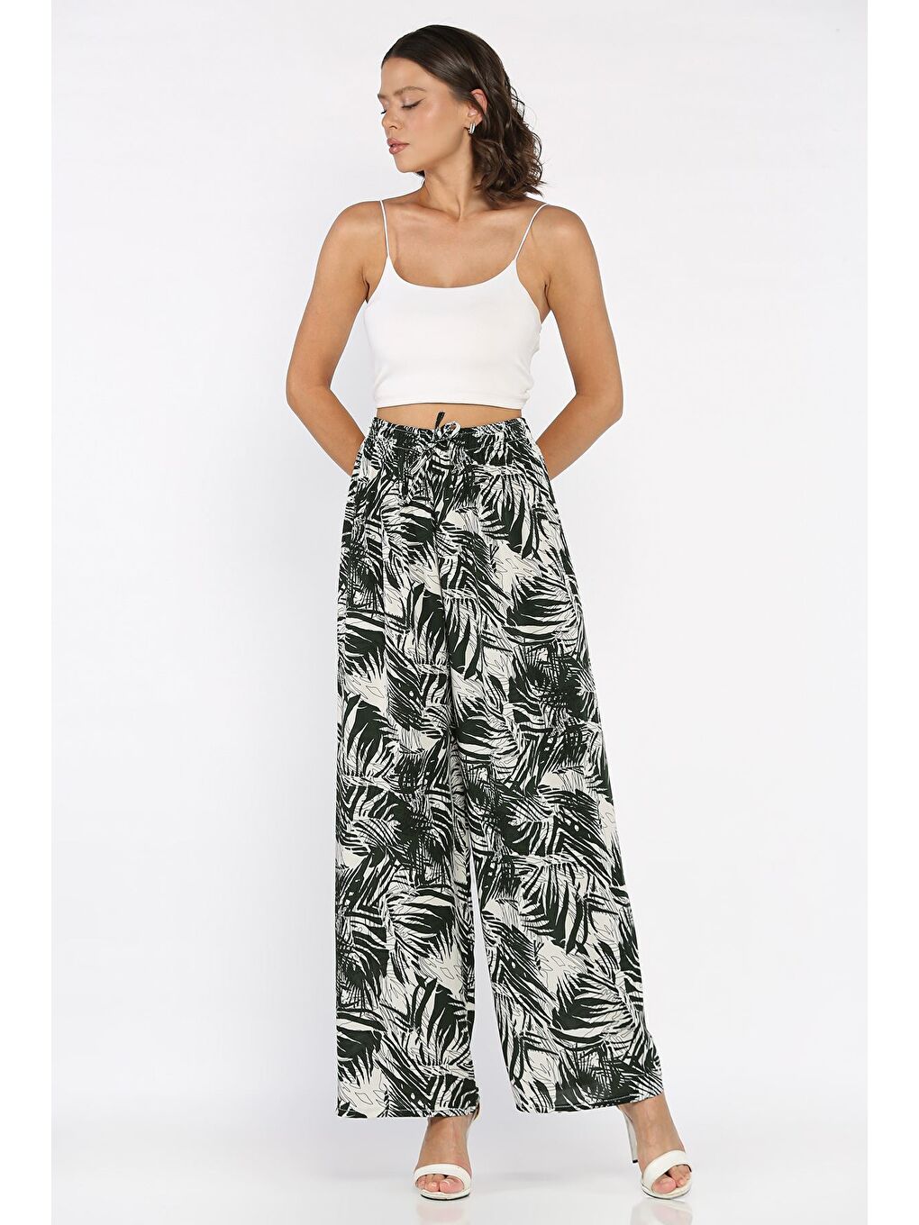 Haki Desenli Viskon Yürüyüş Pantolonu-1