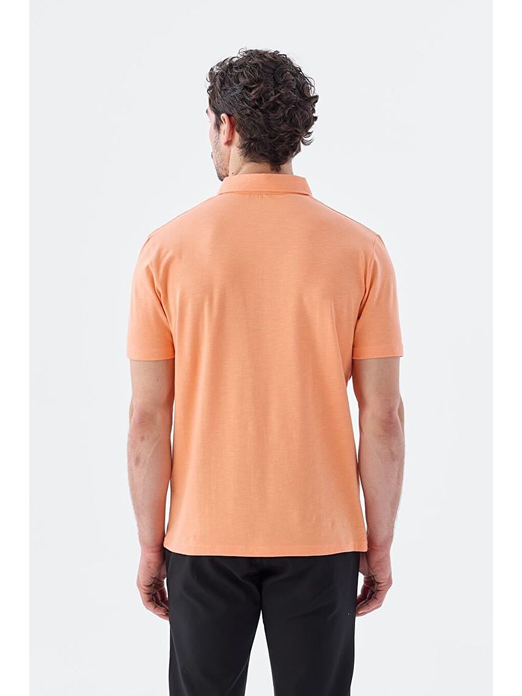 Turuncu Yavru Ağzı Düğme Detaylı Slim Fit Polo Yaka T-Shirt-3
