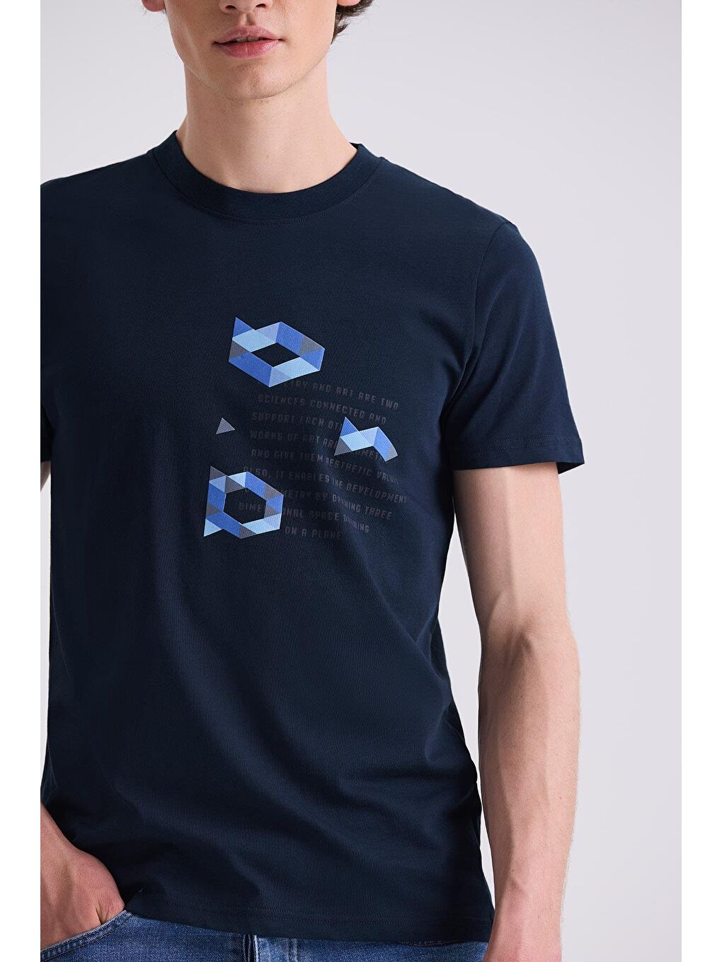 Lacivert Slim Fit Bisiklet Yaka T-Shirt-2