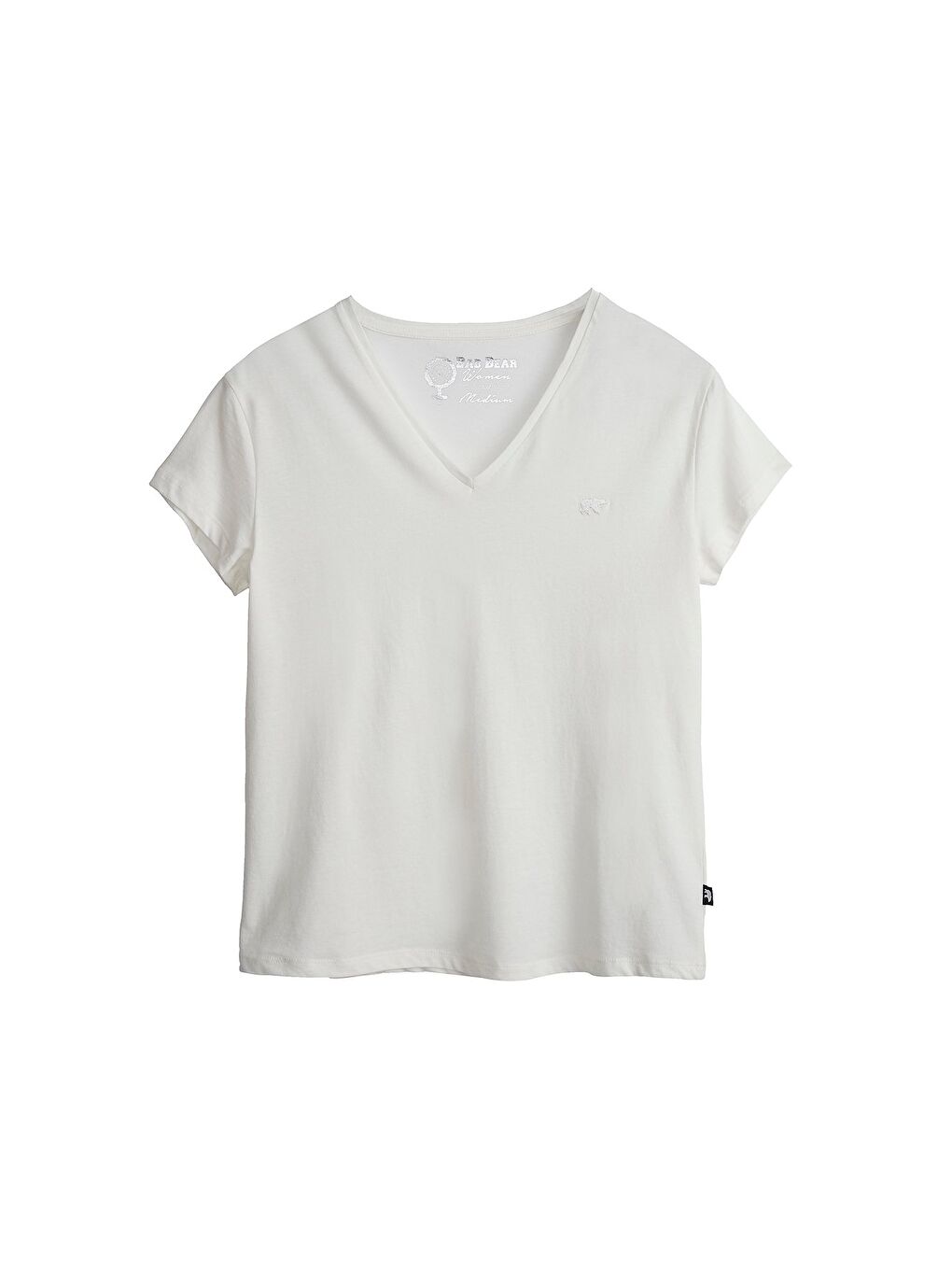 Violet V-Neck Tişört Off-White Beyaz Basic Kadın Tişört-4