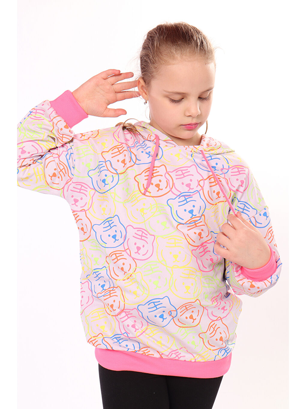 Toontoykids Lila Kız Çocuk Komple Baskılı Sweatshirt