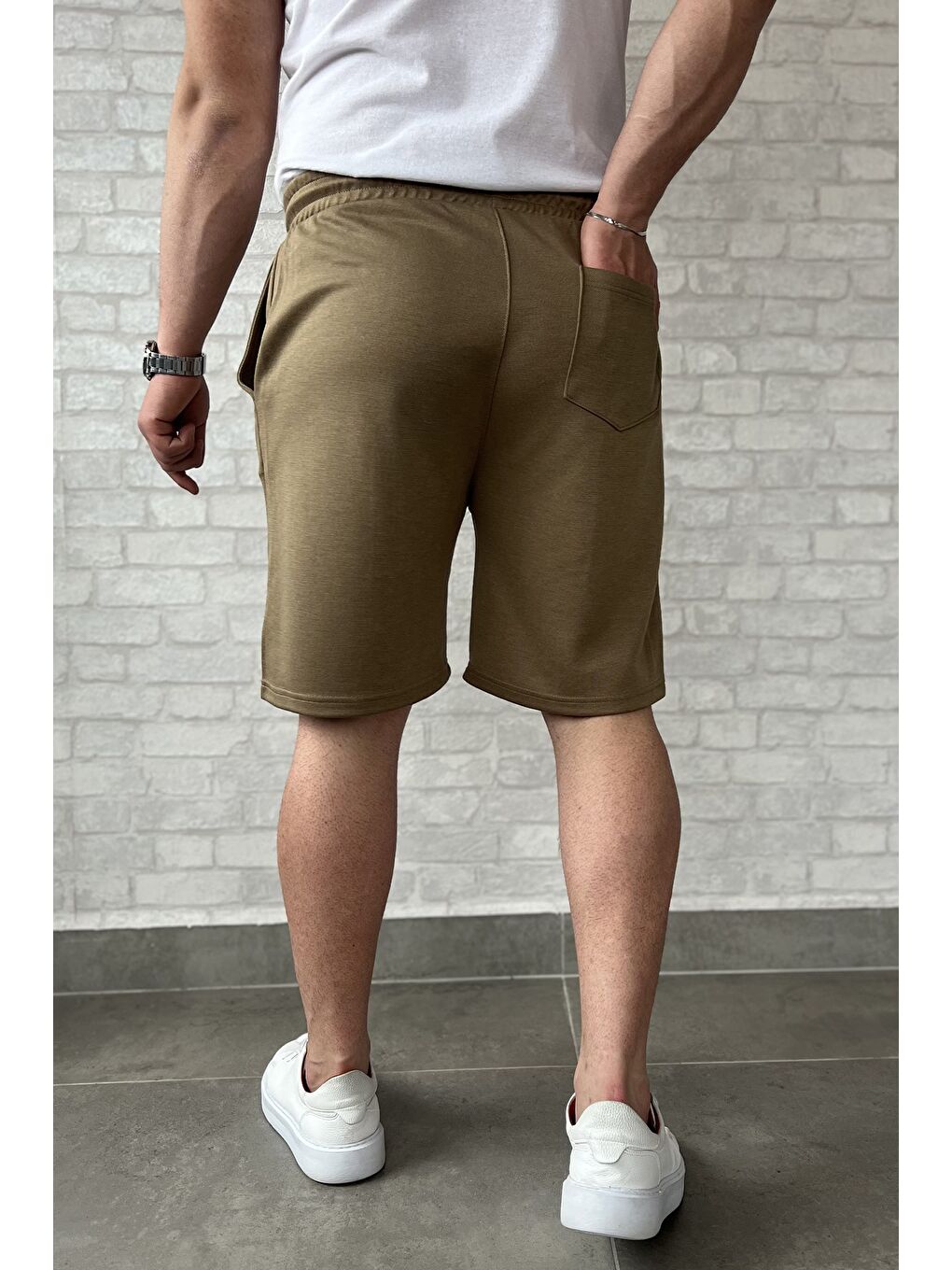 Bej Çimalı Erkek Şort-3