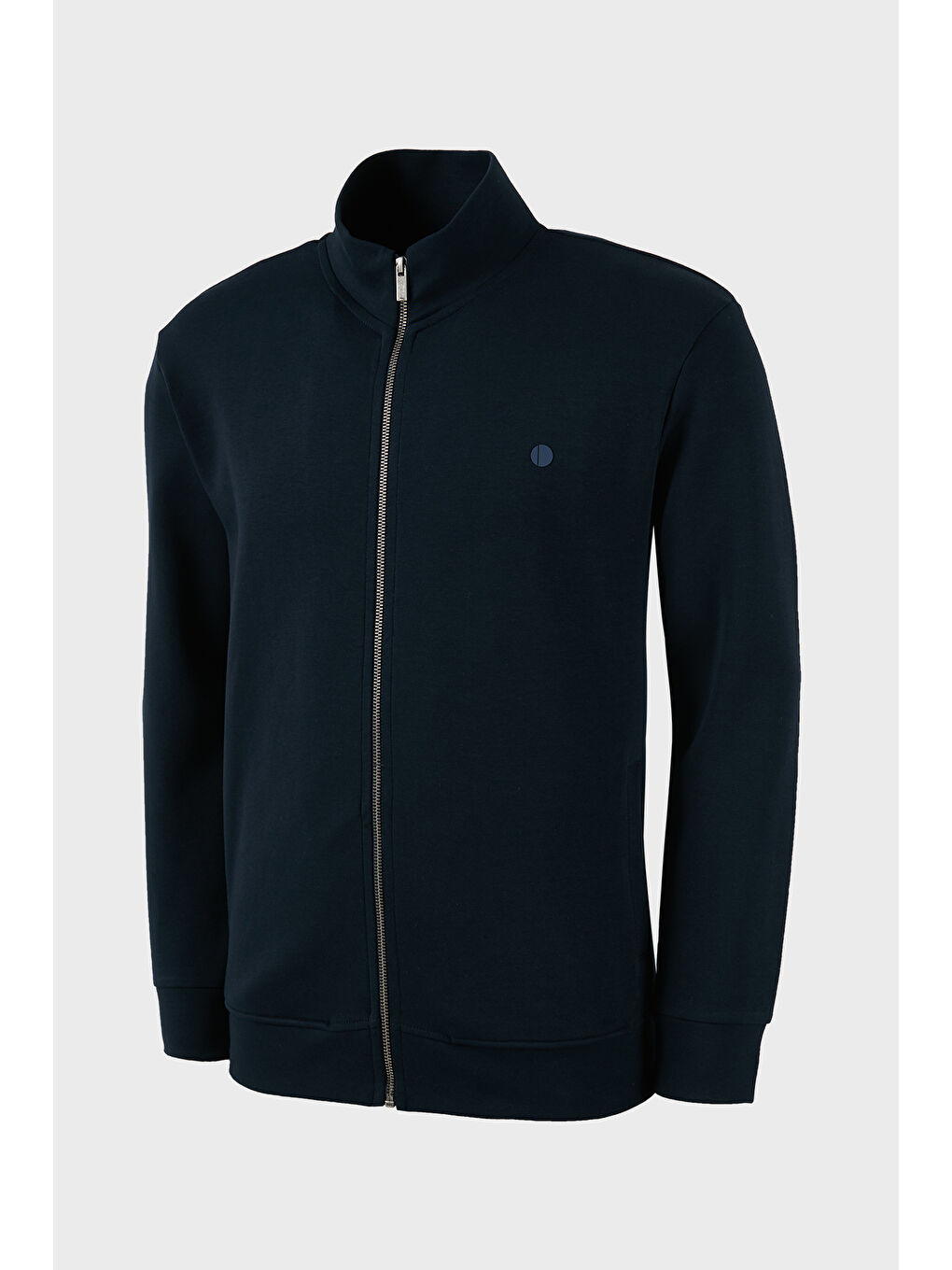 Lacivert Pamuk Karışımlı Regular Fit Dik Yaka Hırka 5901223-1