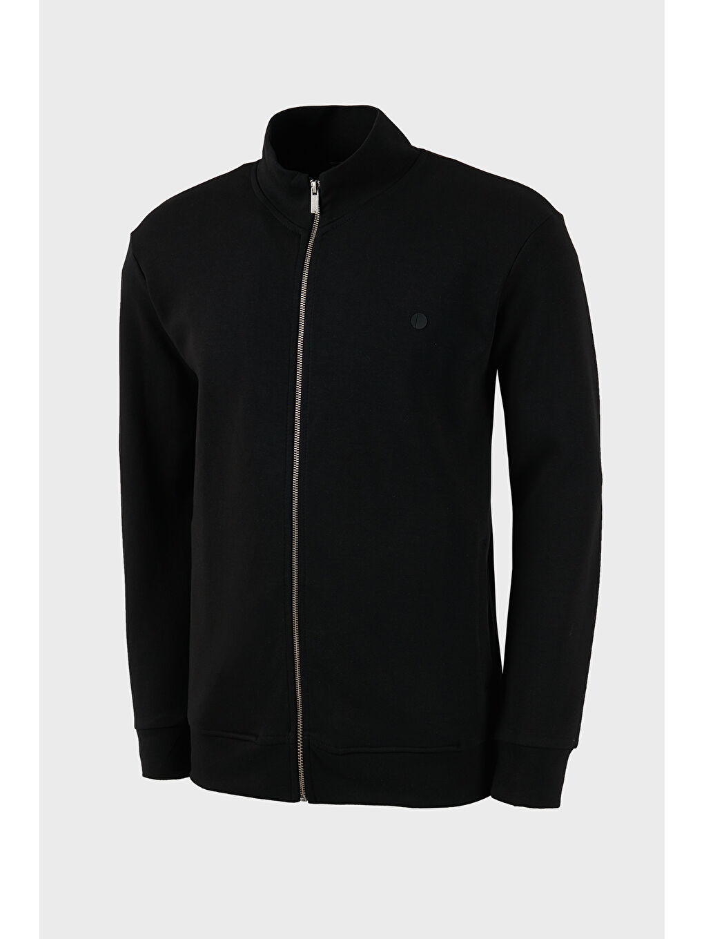 Siyah Pamuk Karışımlı Regular Fit Dik Yaka Hırka 5901223-1