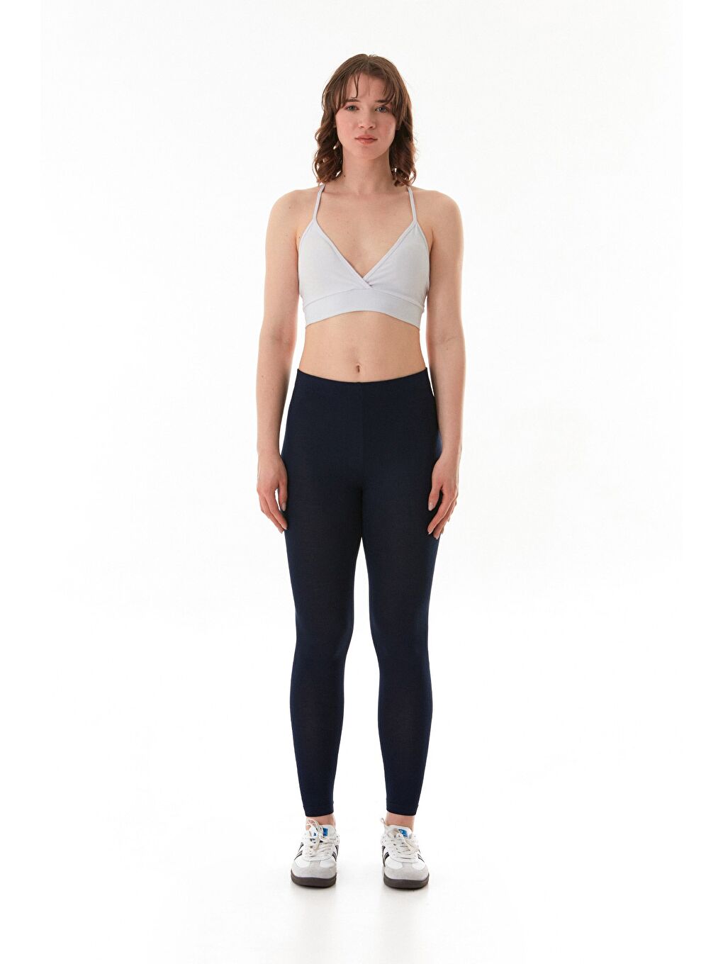 Lacivert Beli Lastikli Yüksek Bel Tayt-4