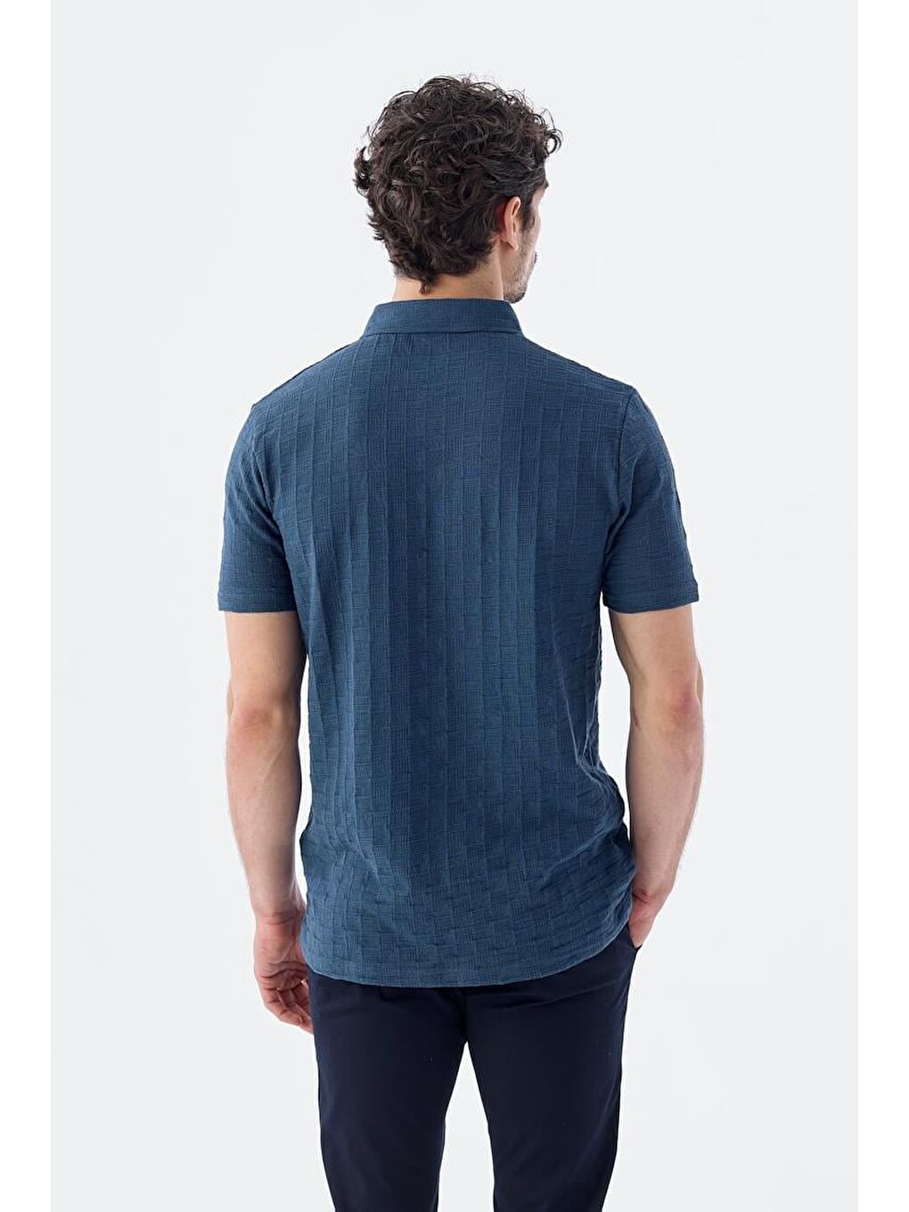 Lacivert Slim Fit %100 Pamuk Polo Yaka T-Shirt-2