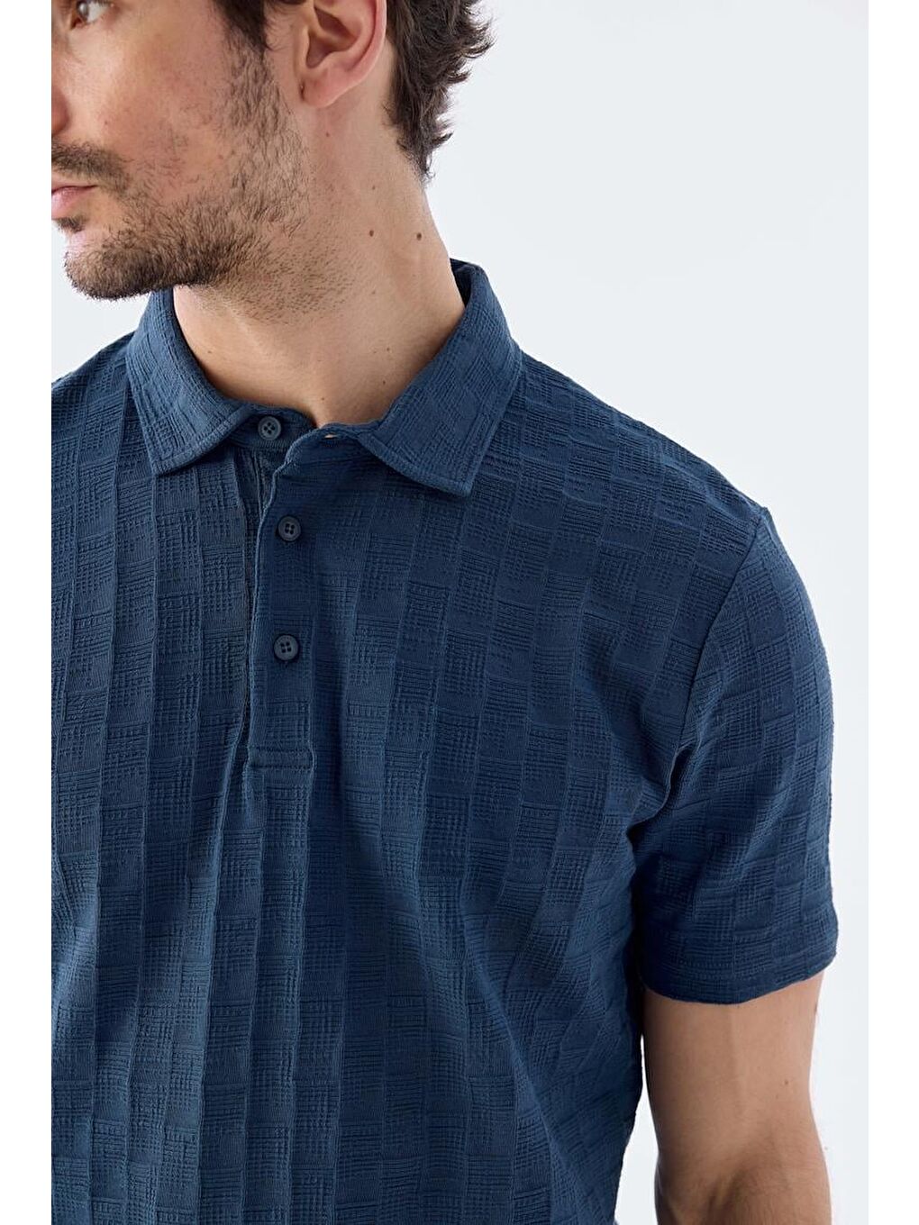 Lacivert Slim Fit %100 Pamuk Polo Yaka T-Shirt-3