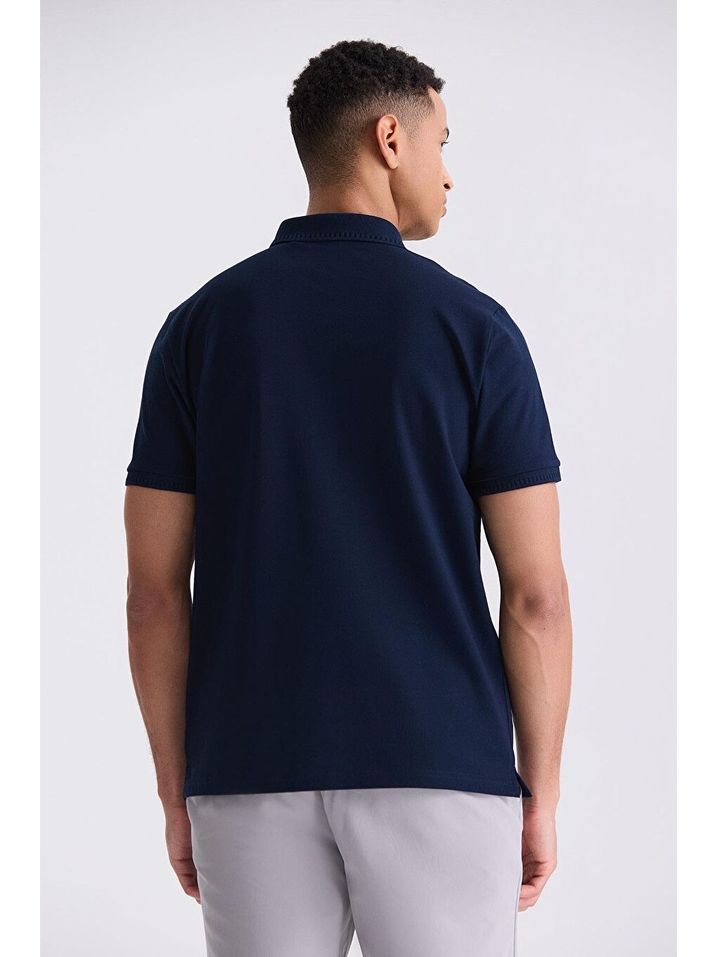 Lacivert Slim Fit %100 Pamuk Merserize Polo Yaka T-Shirt-3