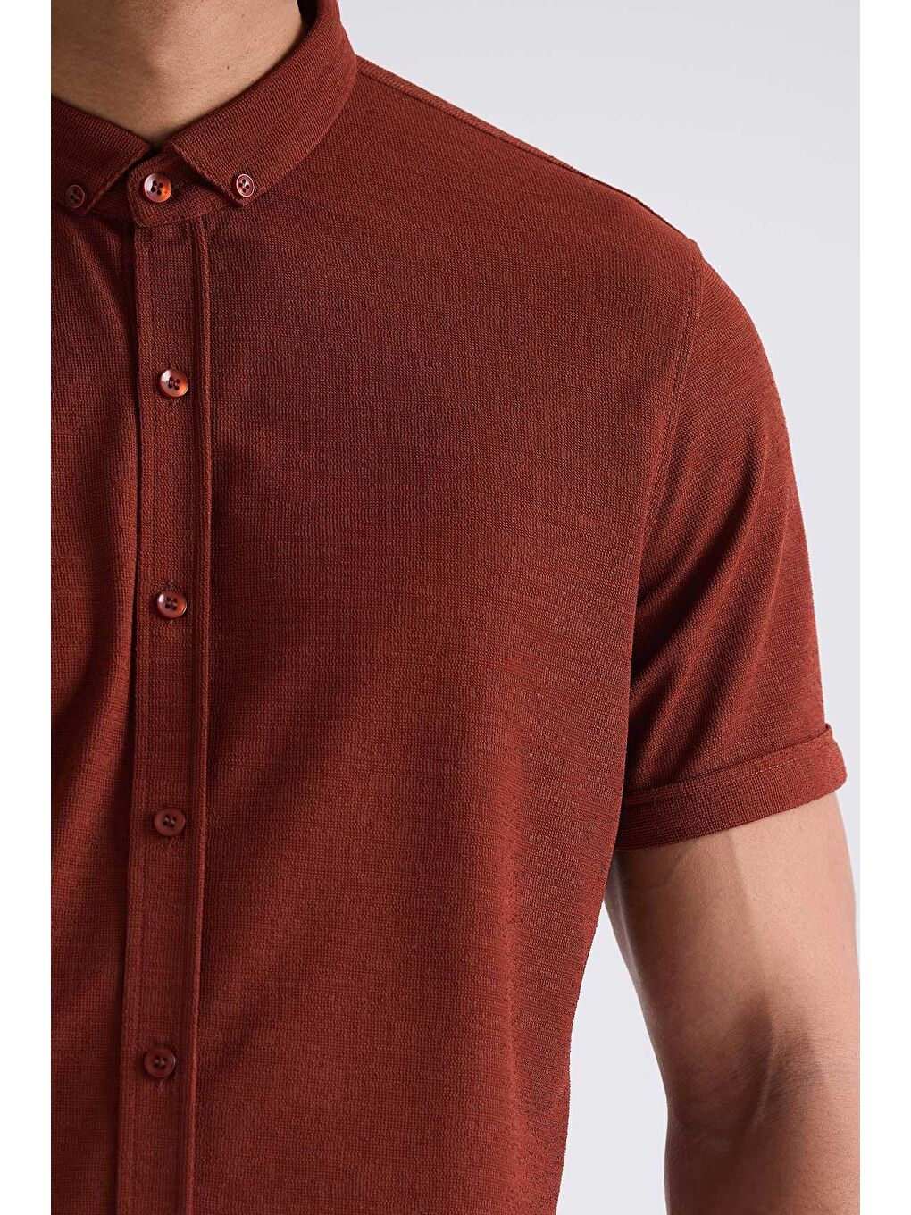 Kahverengi Tarçın Slim Fit Gömlek-2