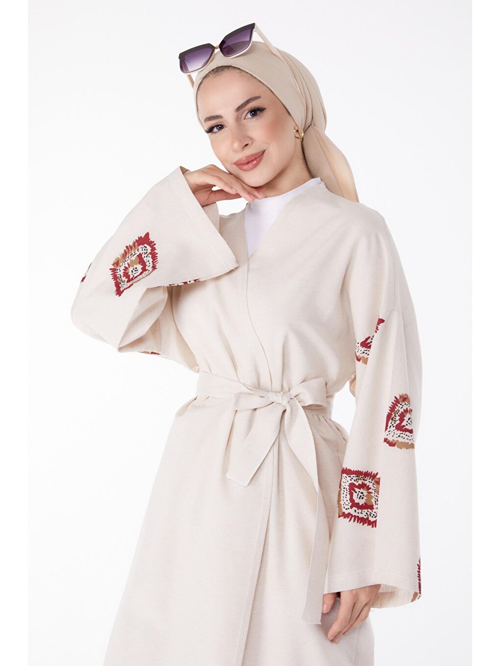 Ceket Yaka Kadın Bordo Kimono Pantolon İkili Takım - 13193
