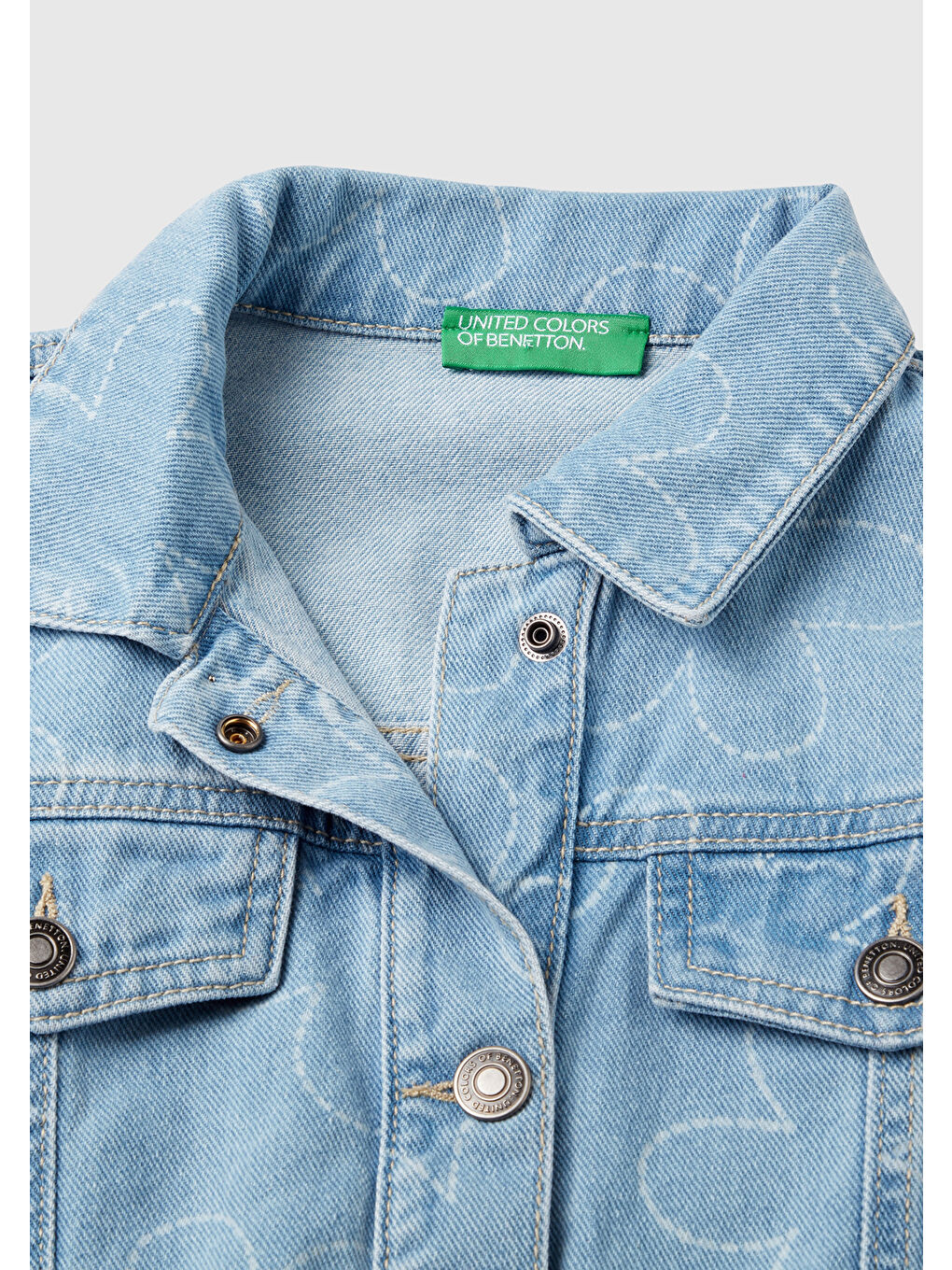 United Colors Of Benetton Açık Mavi Kız Çocuk Açık Denim Çiçek Desenli Denim Ceket - 2