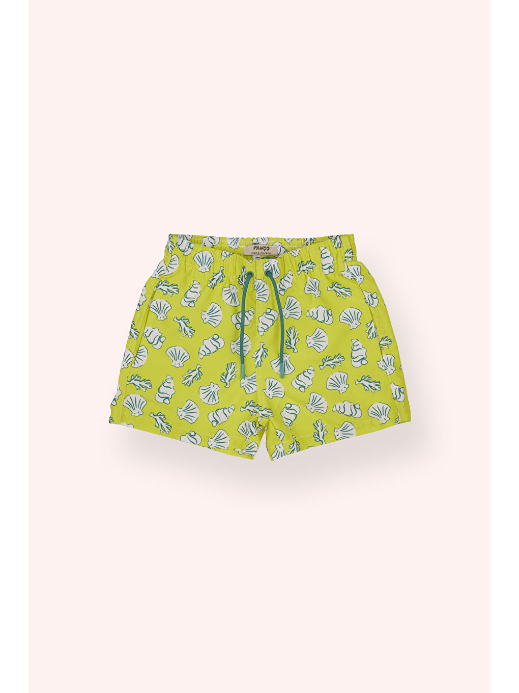 Erkek Çocuk Deniz Kabuğu Desenli Sarı Deniz Şortu-2