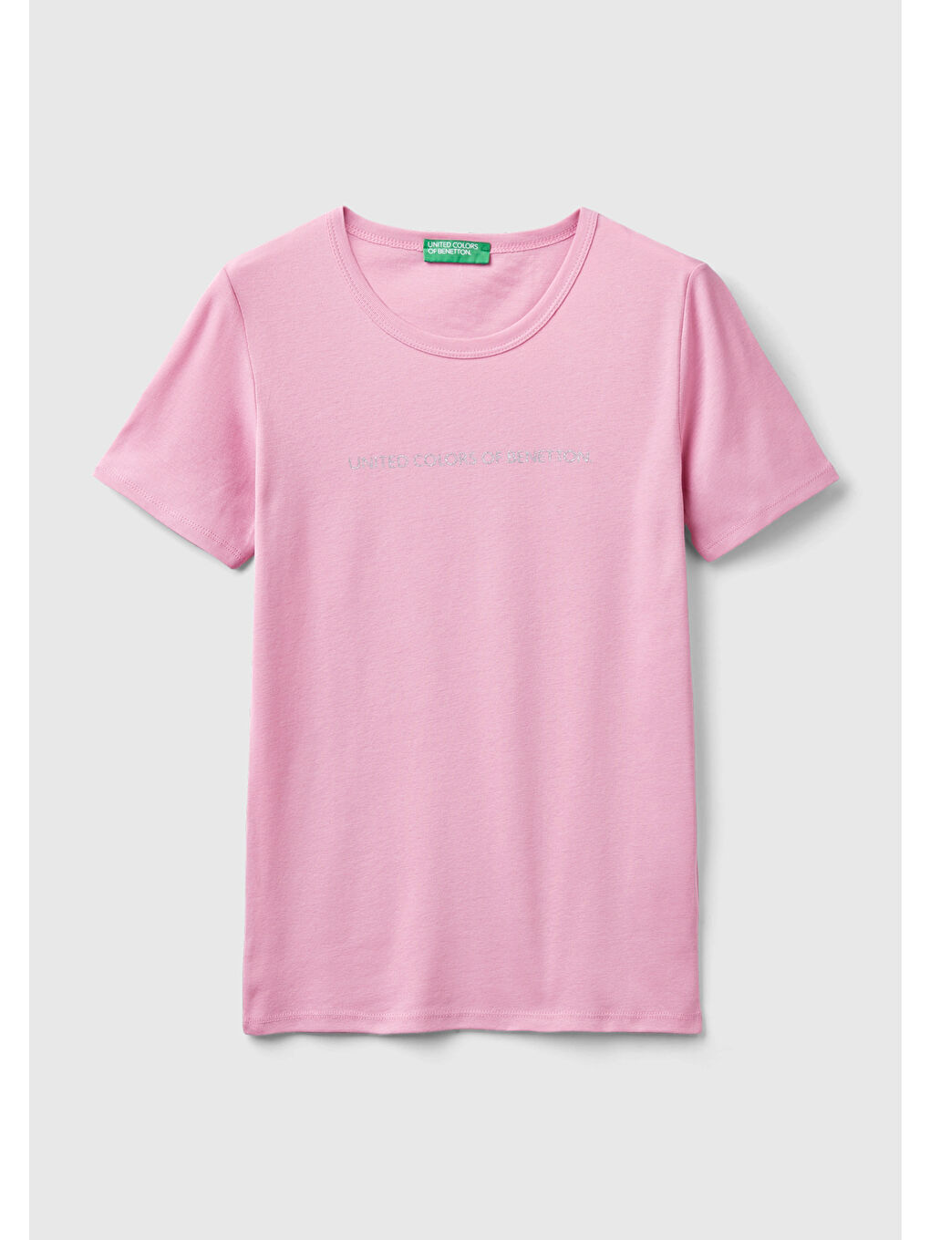 United Colors Of Benetton Kadın Açık Pembe  100 Pamuk Benetton Yazılı Basic T Shirt - 1