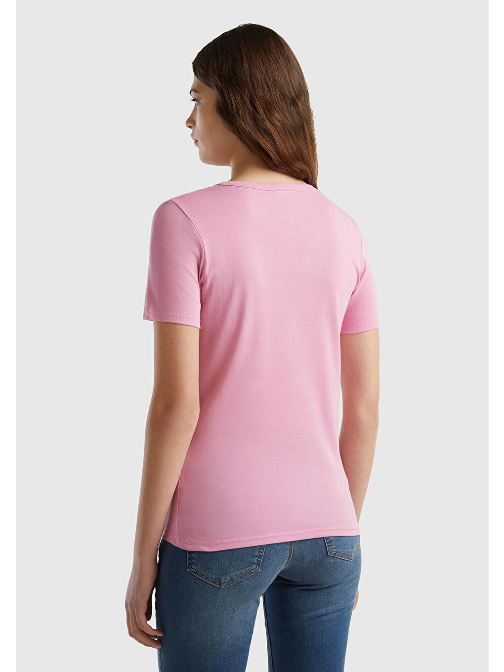 United Colors Of Benetton Kadın Açık Pembe  100 Pamuk Benetton Yazılı Basic T Shirt - 2