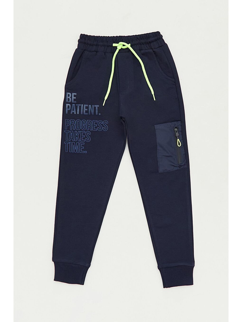 Lacivert Yazı Baskılı Beli Bağcıklı Jogger Erkek Çocuk Eşofman Altı