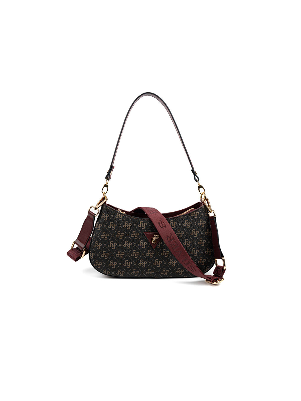 Kahverengi Kadın Çapraz Çanta 1251-48377 SILVER POLO ÇAPRAZ BAYAN ÇANTASI M178 KAHVE SARI-MAT BORDO-4