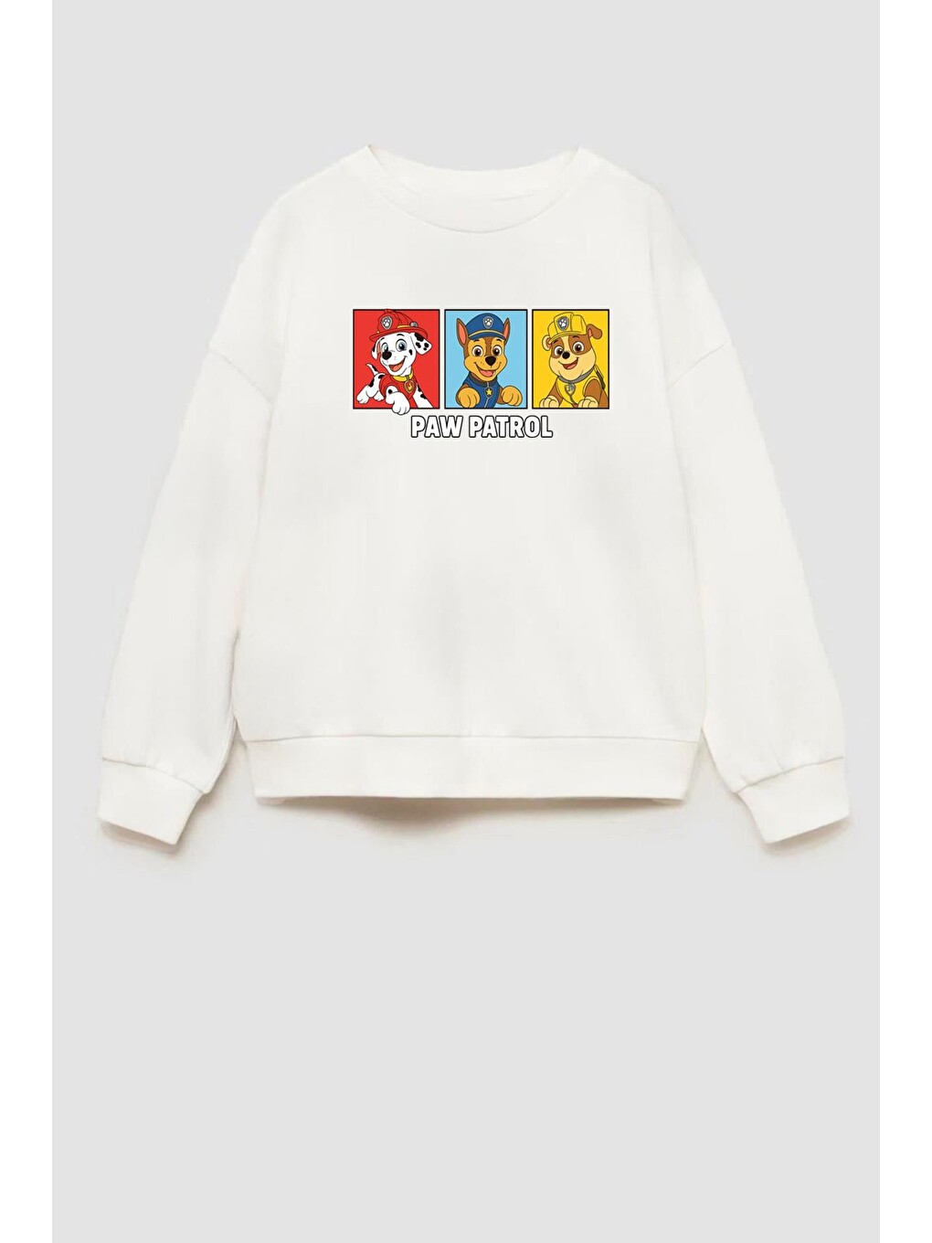 Ekru Erkek Çocuk Baskılı 3 İplik Kumaş Pamuklu Sweatshirt