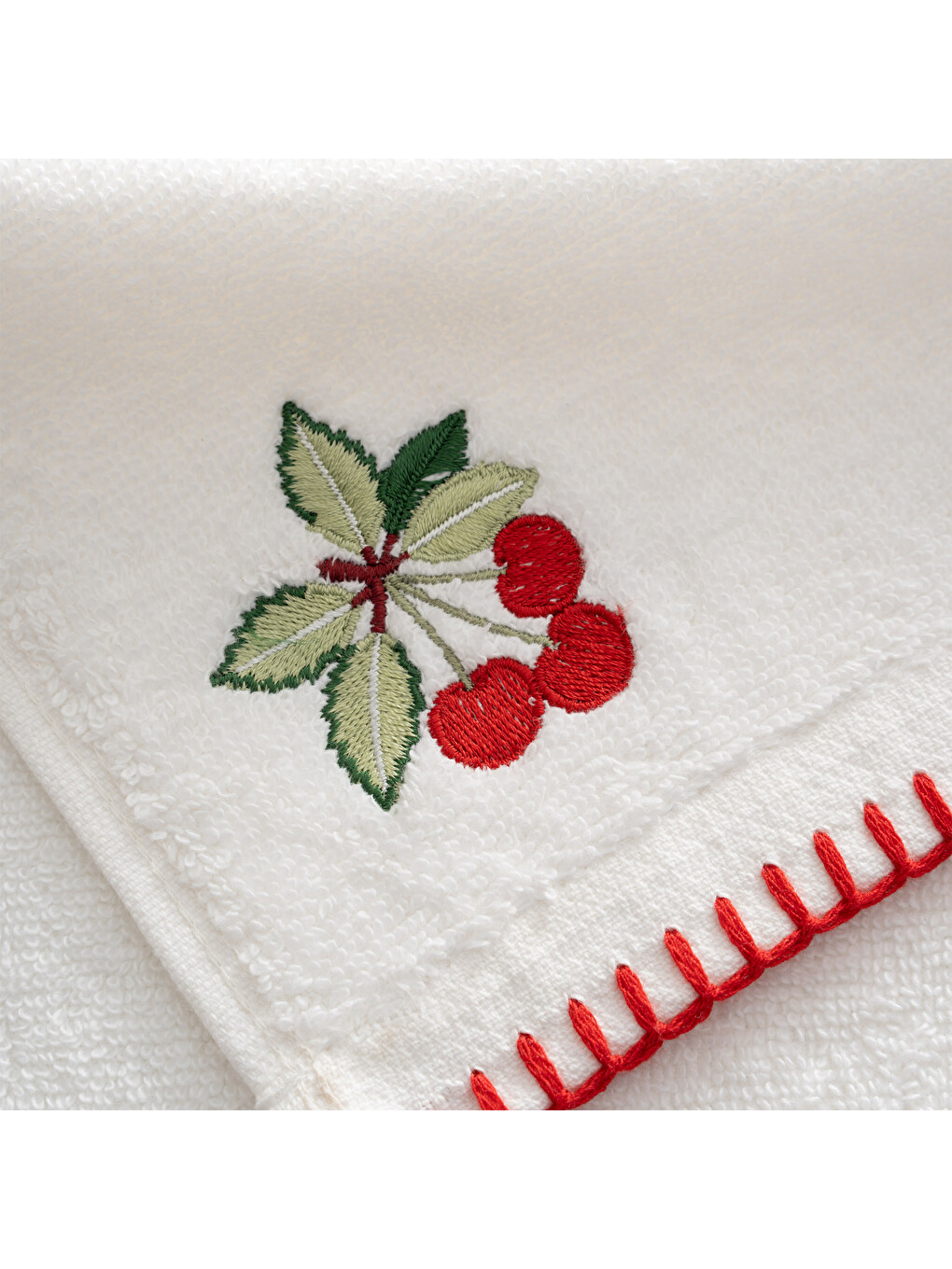 Ekru Cherie 3'lü Kurulama Havlusu %100 Pamuk Nakışlı Krem 30x50 Cm-2